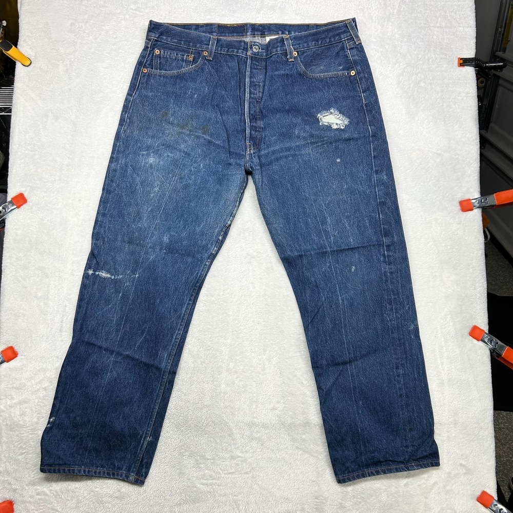 Levi's 501XX‎ Jeans Men's Blue Denim Classic Straight Button Fly 38X29 - Flaws